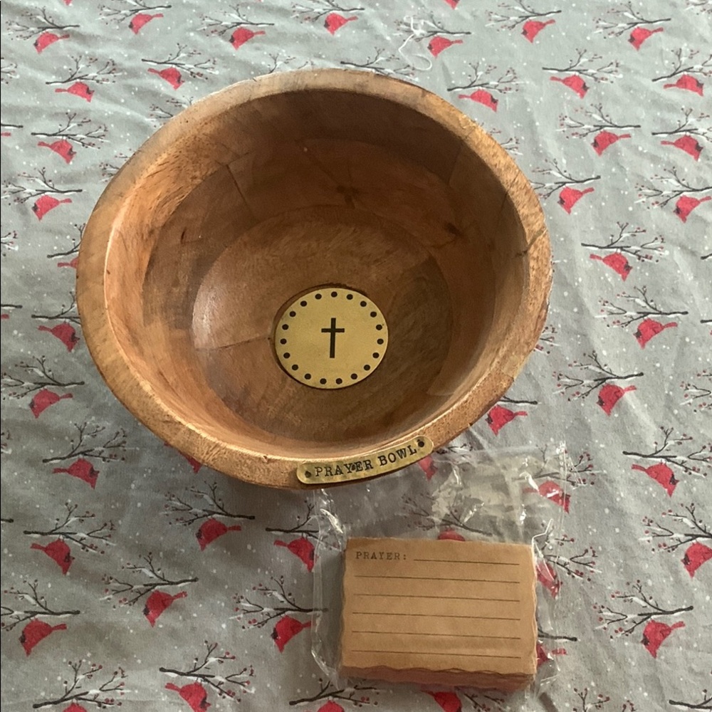 Wooden Prayer Bowl with Cards,